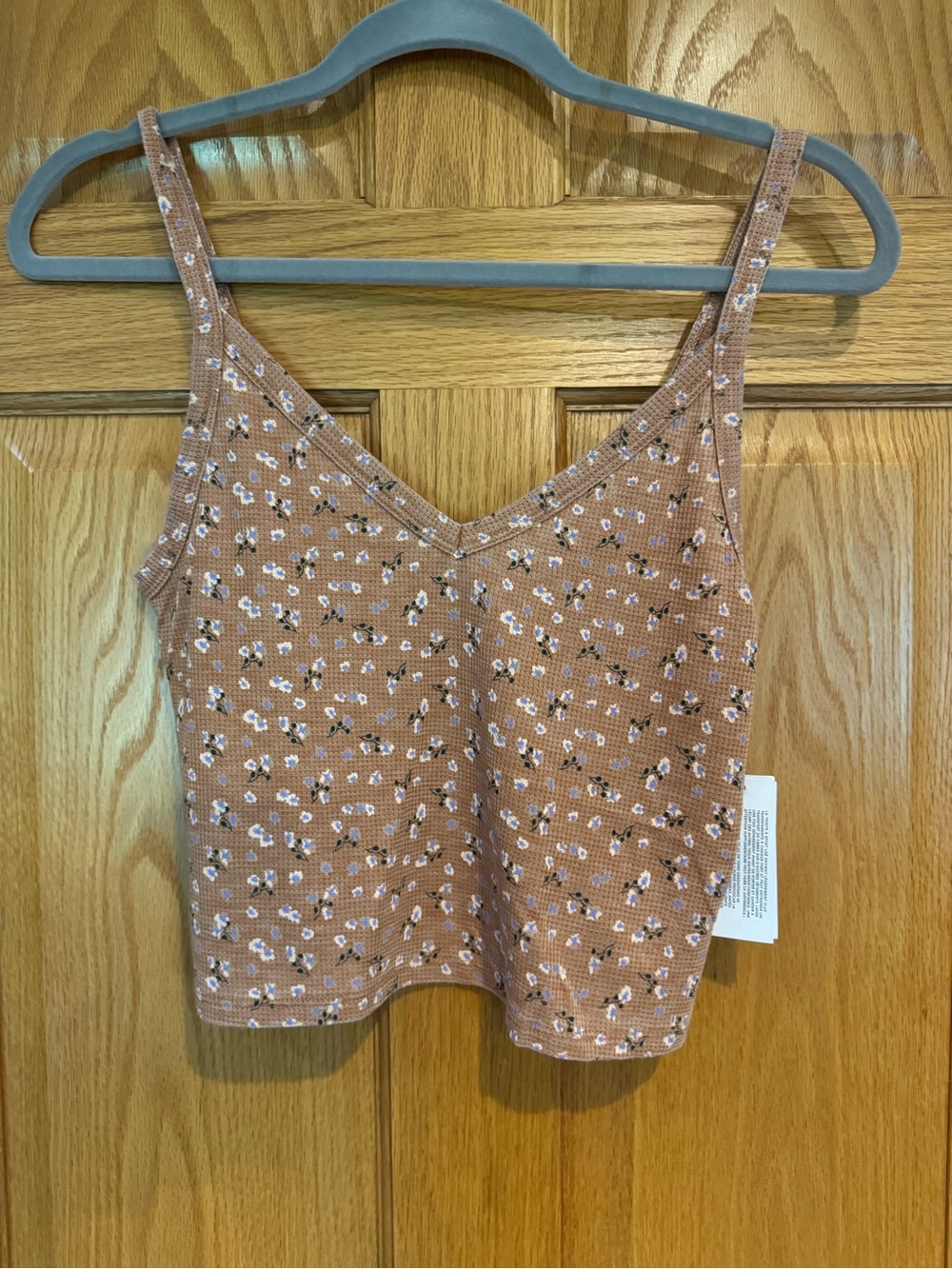 American Eagle Outfitters Rust Floral Ribbed V-Neck Cami